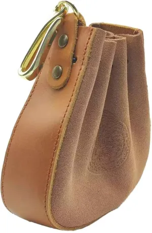 1 Pcs Leather Mini Medieval Pouch Genuine Leather Drawstring Coin Bag Coin Organizer Credit Card Holder Small Leather Drawstring Pouch Travel Wallet Wristlet Strap Bag for Men & Women (Brown)