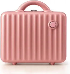 13 Inch Makeup Train Cosmetic Case Hard Shell ABS Portable Mini Suitcase for Hand Luggage w Elastic Straps Organizer Makeup Toiletry, Gift for Her Women