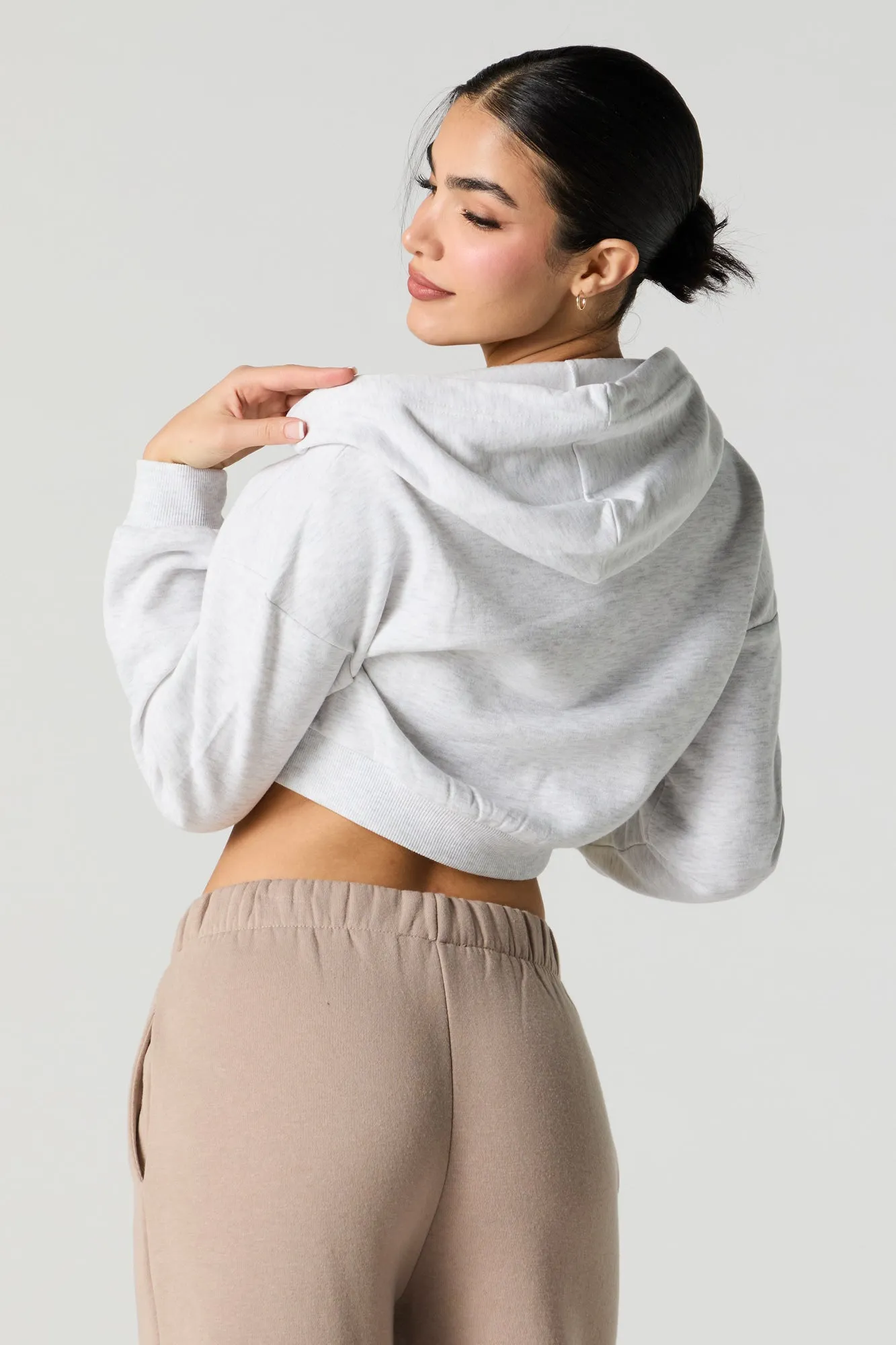Active Cropped Zip-Up Fleece Hoodie