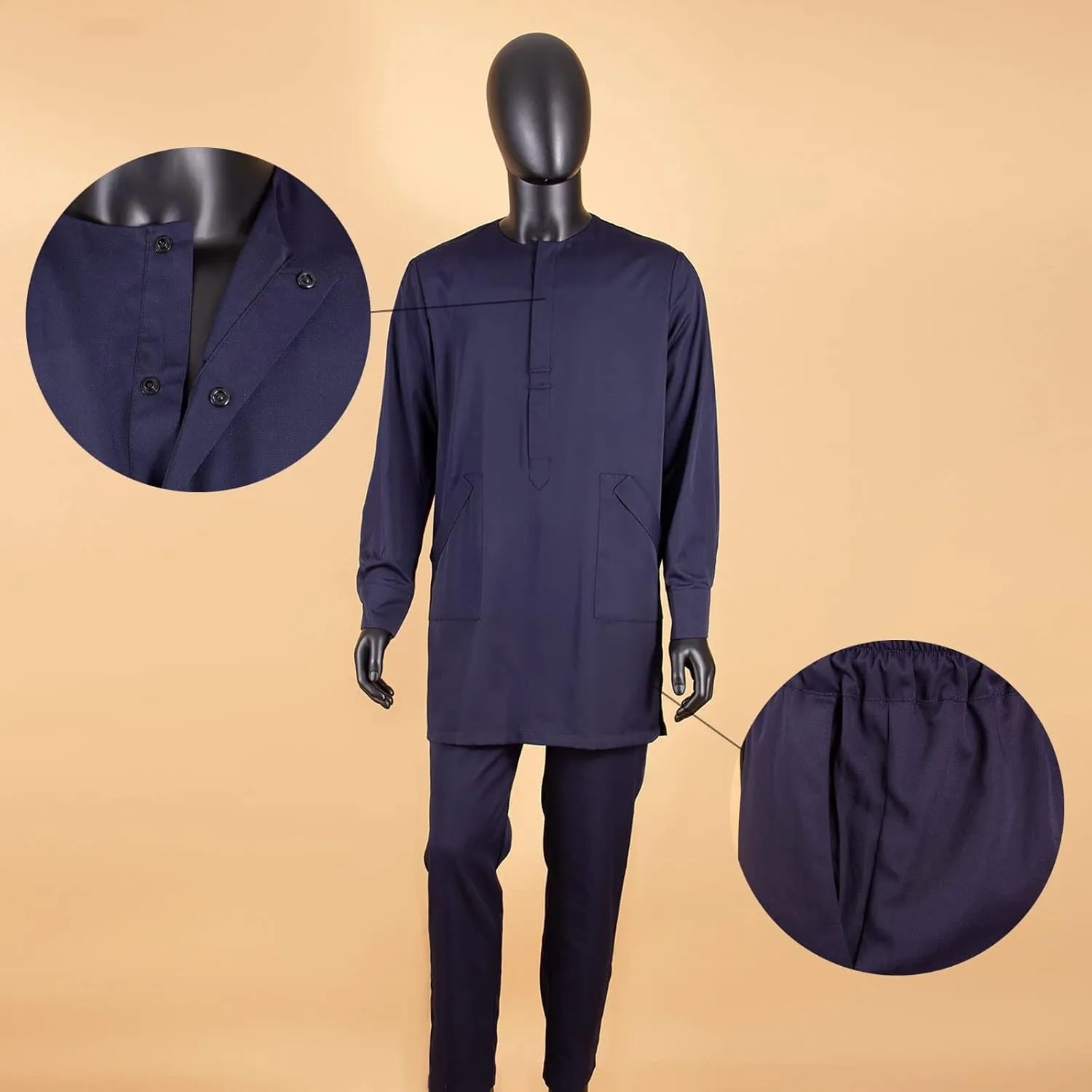 African Men Traditional Clothing Set Full Sleeve Dashiki Long Shirts and Pants 2 Piece Set African Suits