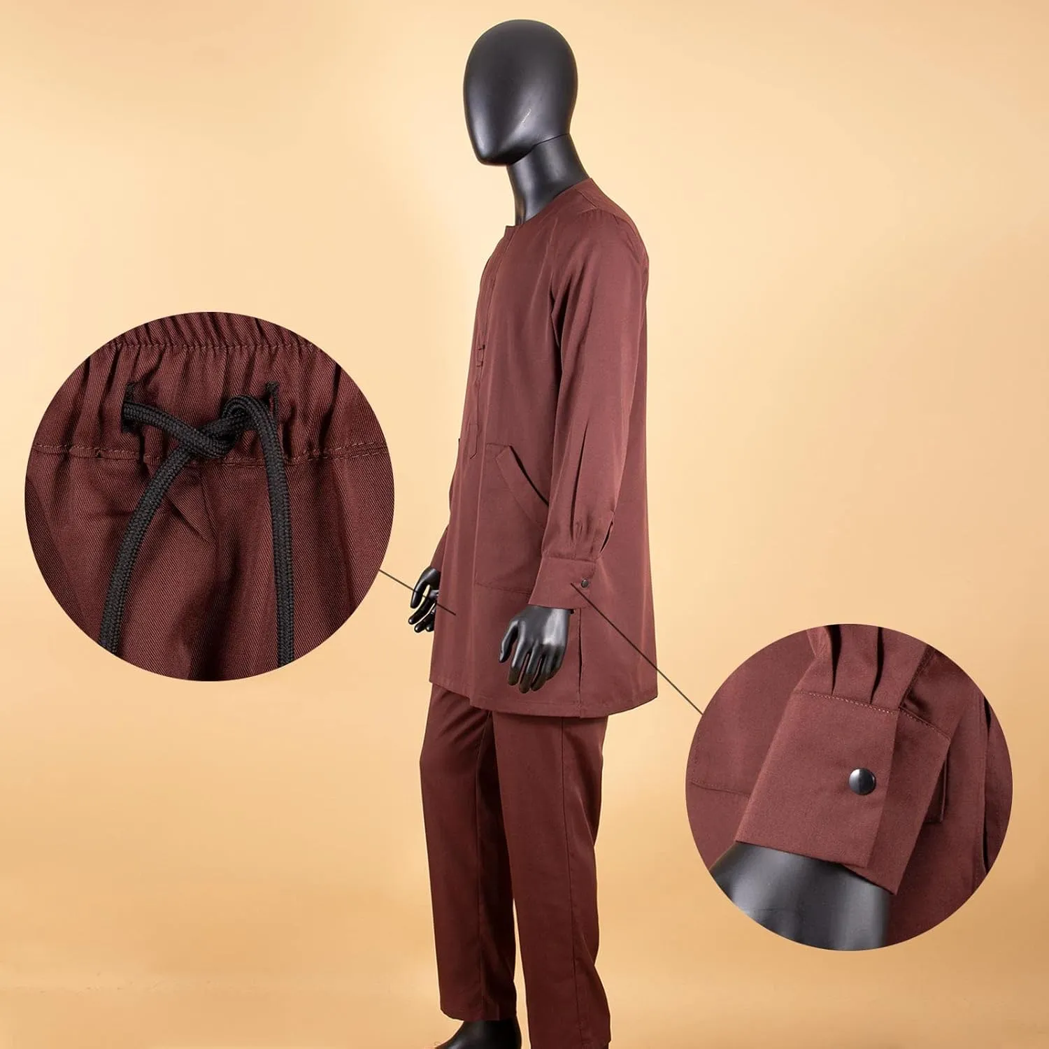 African Men Traditional Clothing Set Full Sleeve Dashiki Long Shirts and Pants 2 Piece Set African Suits