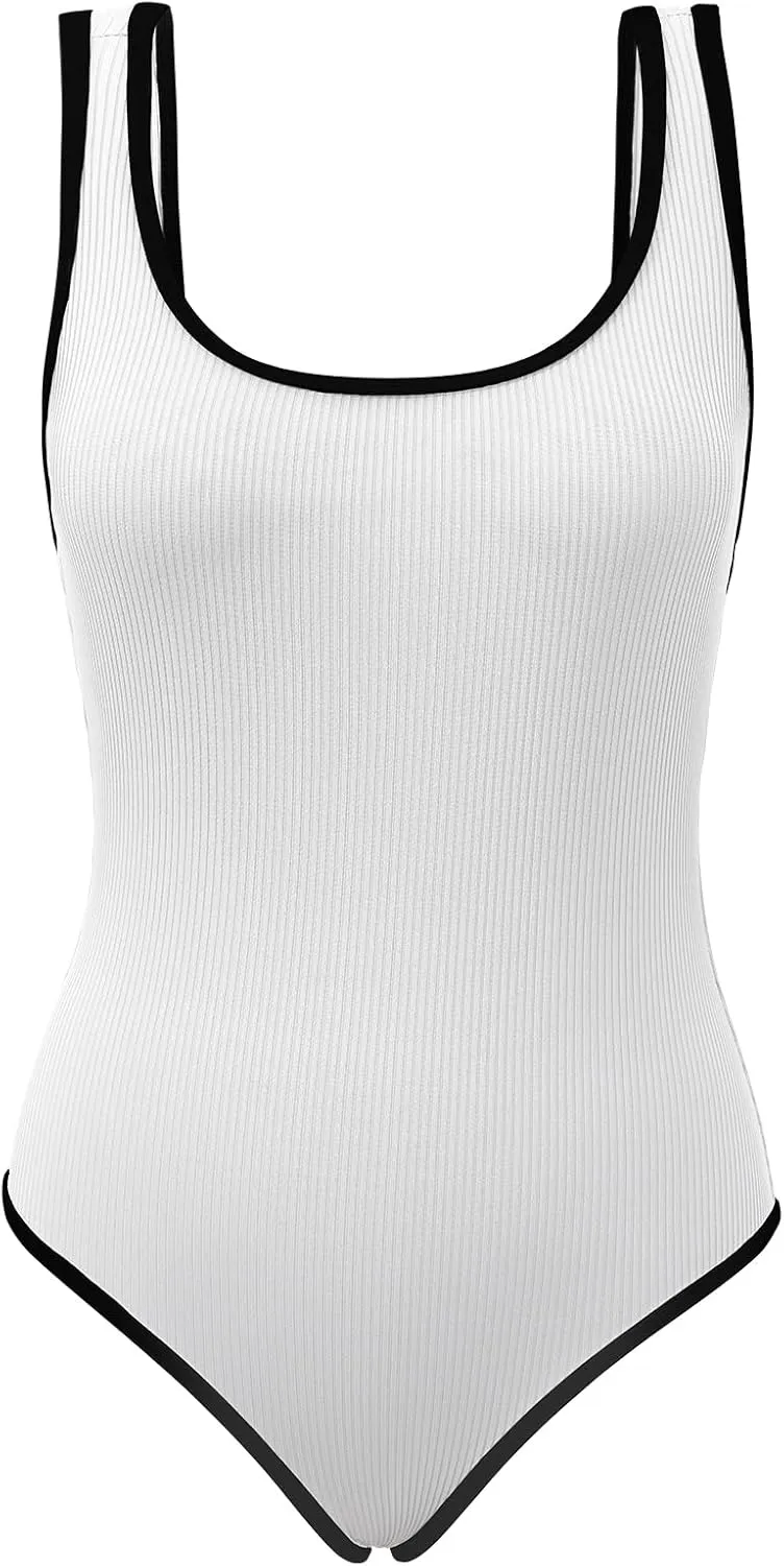 American Trends Women's Pink High Rise Solid One-Piece Swimsuit with Adjustable Strap and Pull On Closure