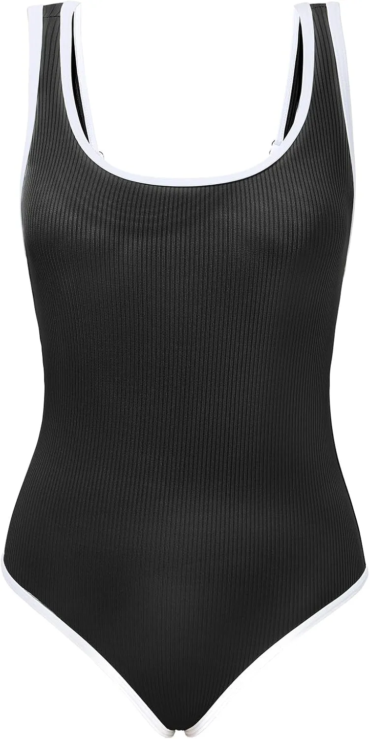 American Trends Women's Pink High Rise Solid One-Piece Swimsuit with Adjustable Strap and Pull On Closure