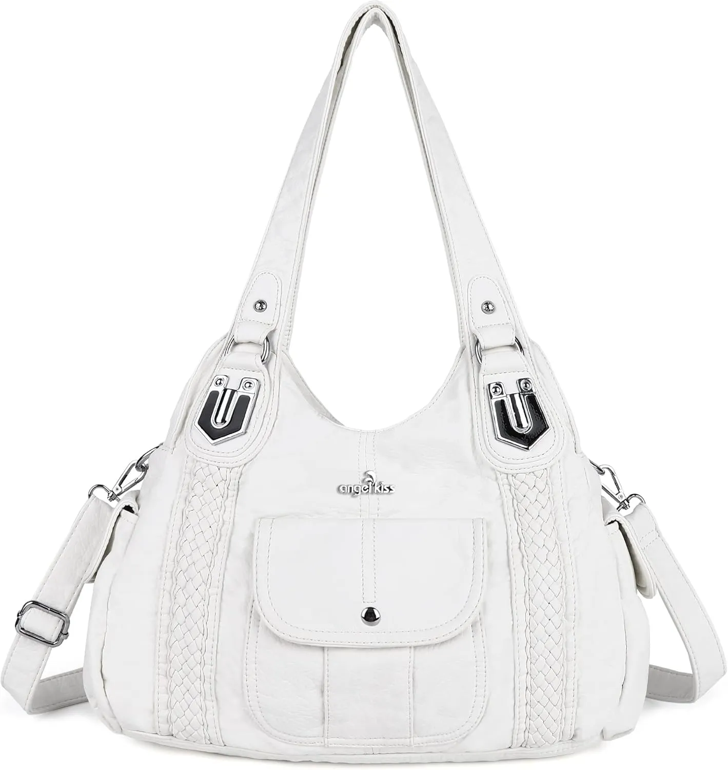 Angelkiss Purses and Handbags for Women Washed Vegan Leather Crossbody Hobo Satchel Shoulder Tote Purse