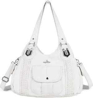 Angelkiss Purses and Handbags for Women Washed Vegan Leather Crossbody Hobo Satchel Shoulder Tote Purse