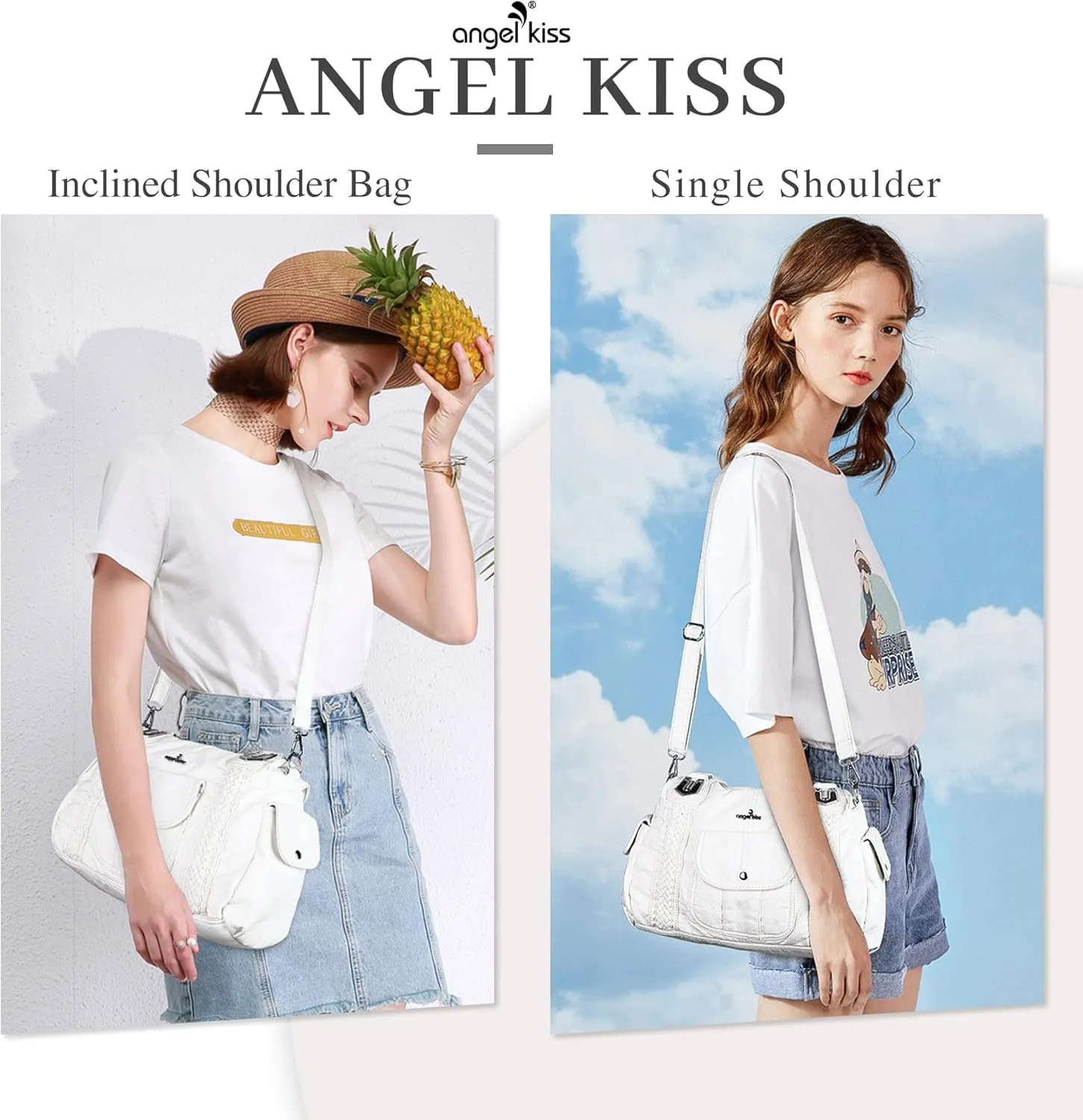 Angelkiss Purses and Handbags for Women Washed Vegan Leather Crossbody Hobo Satchel Shoulder Tote Purse
