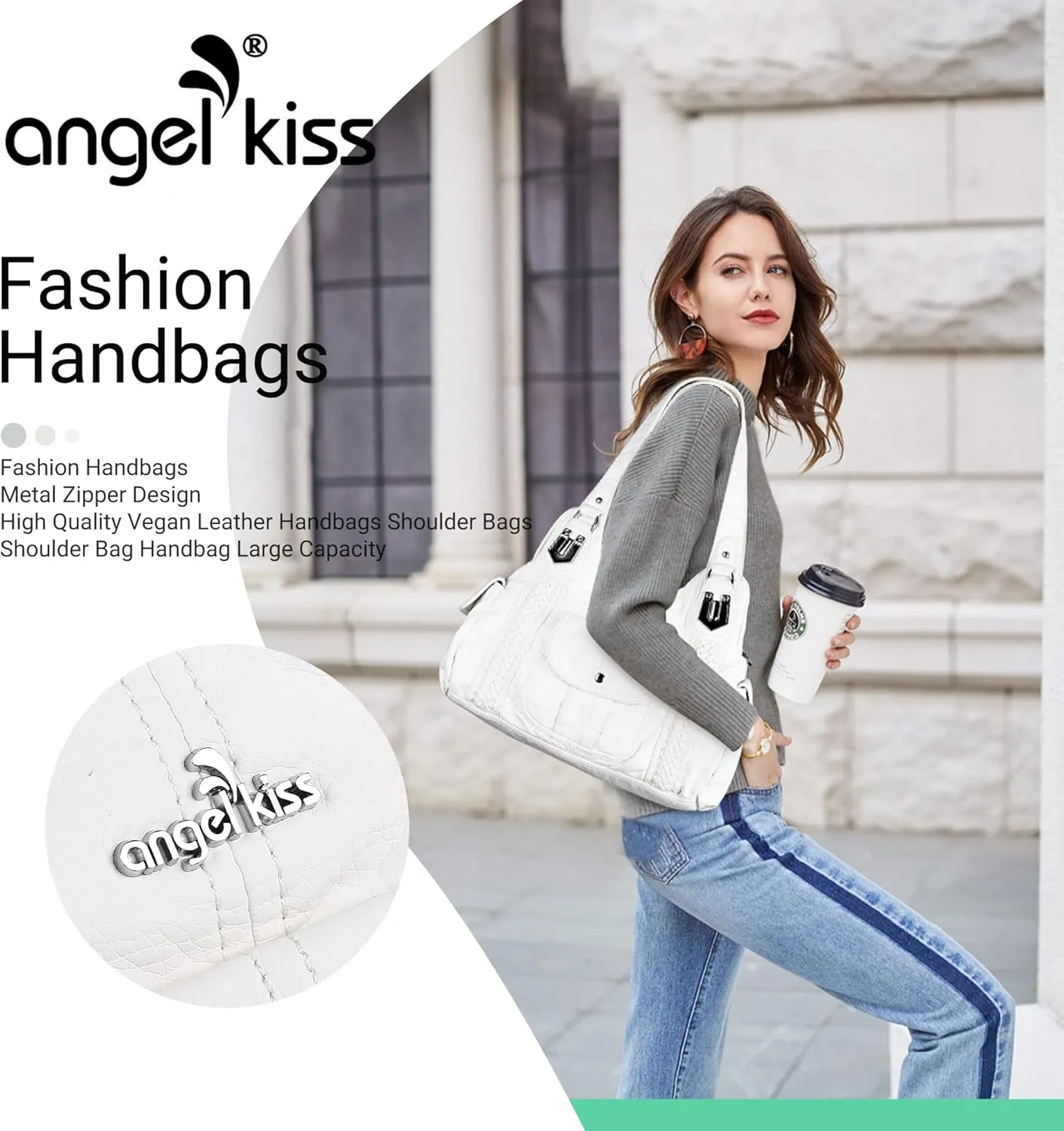 Angelkiss Purses and Handbags for Women Washed Vegan Leather Crossbody Hobo Satchel Shoulder Tote Purse