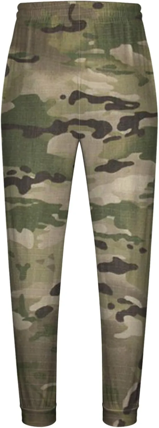 Aymnlox Mens Camousflag Casual Pants Tactical Elastic Drawstring Waist Sweatpants Jogger Hiking Running Pants with Pockets