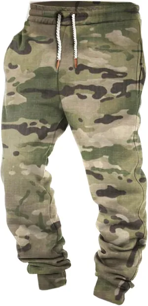 Aymnlox Mens Camousflag Casual Pants Tactical Elastic Drawstring Waist Sweatpants Jogger Hiking Running Pants with Pockets