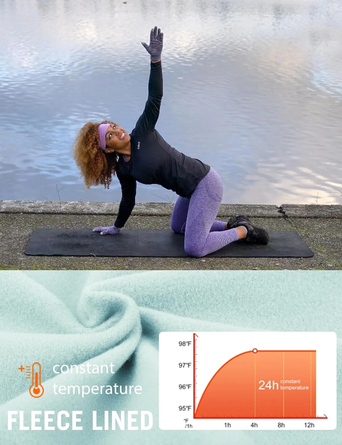 baleaf Thermal Shirts for Women Long Sleeve Fleece Tops Running Workout Cold Weather Gear Compression Zipper Pocket
