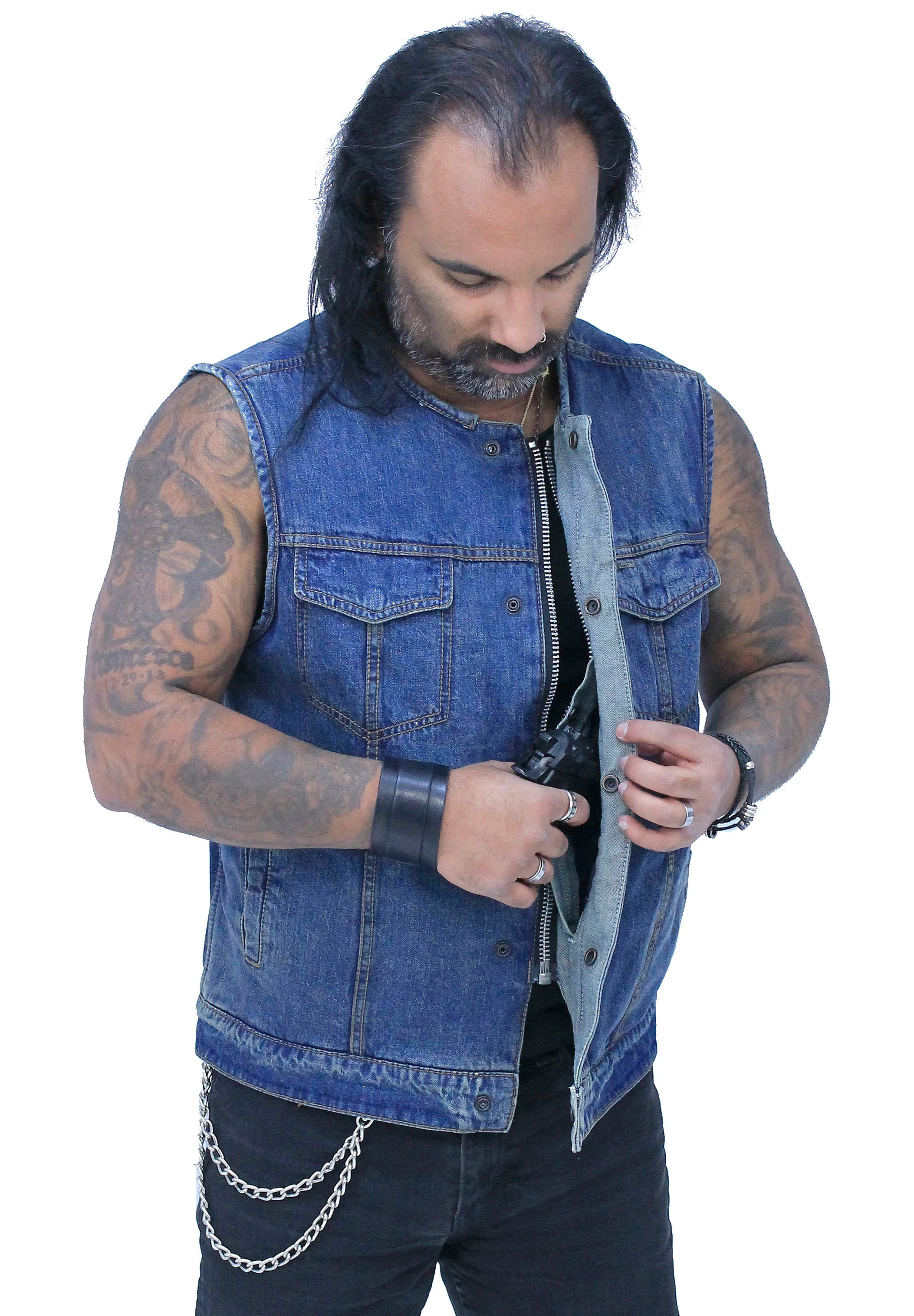 Blue Denim Club Vest w/Easy Access Pocket #VMC624GU