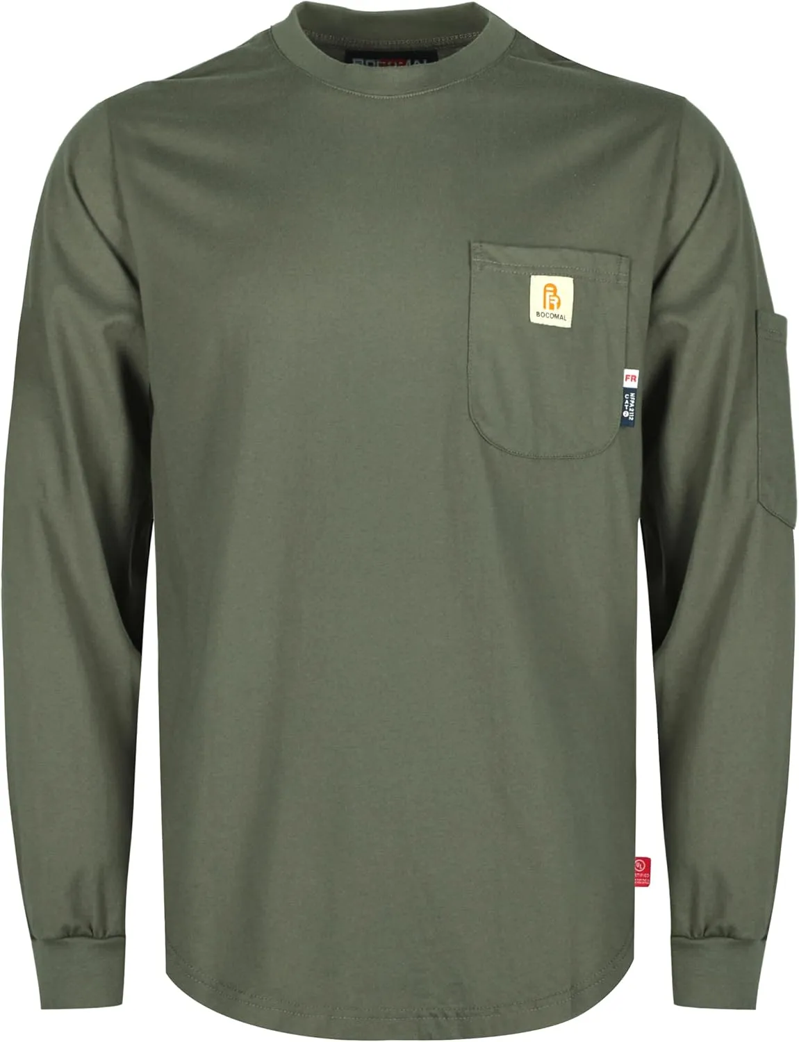 BOCOMAL FR Shirts 6oz Lightweight Flame Resistant Long Sleeve Henley Shirt Fire Retardant Workwear NFPA2112 CAT2