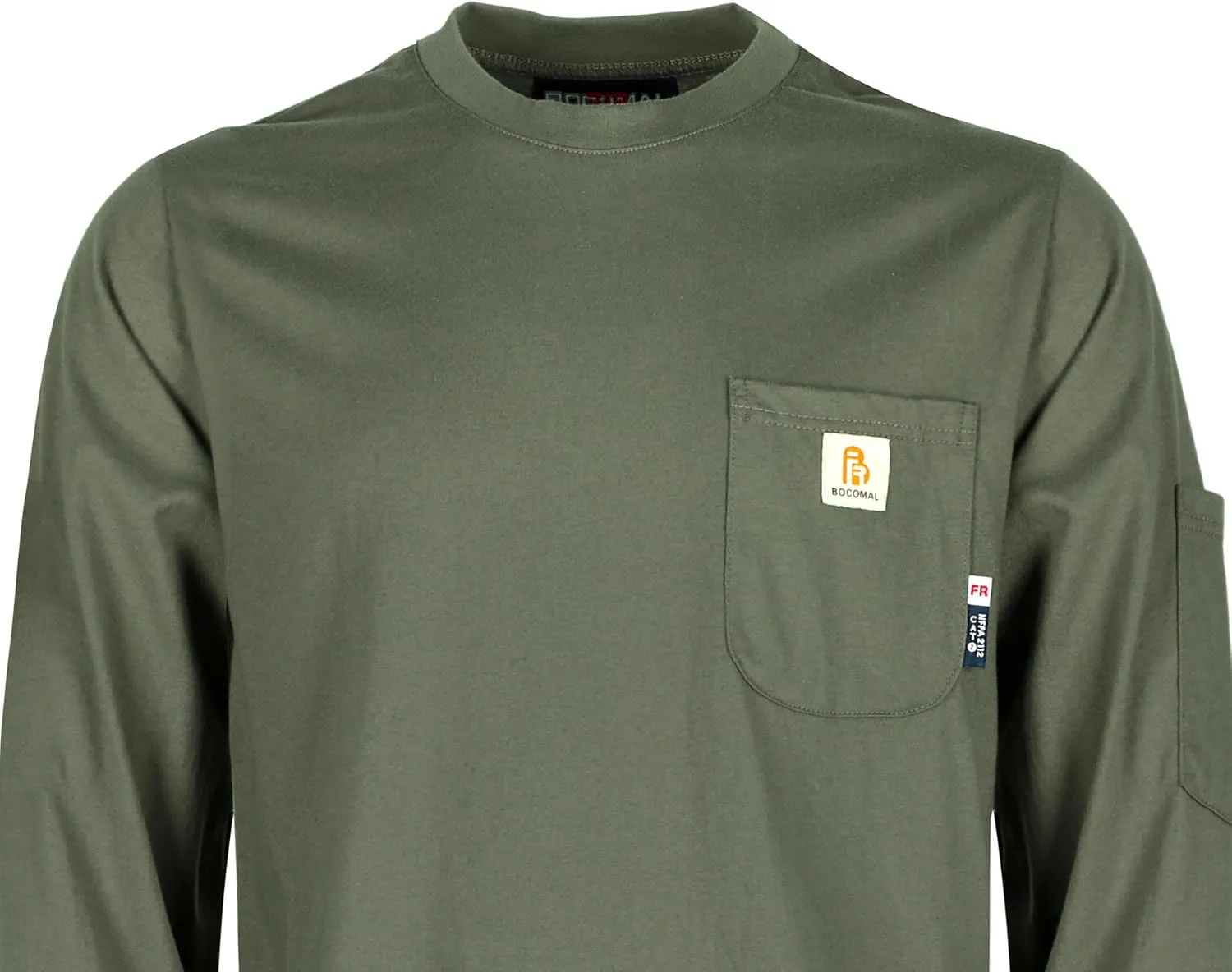 BOCOMAL FR Shirts 6oz Lightweight Flame Resistant Long Sleeve Henley Shirt Fire Retardant Workwear NFPA2112 CAT2