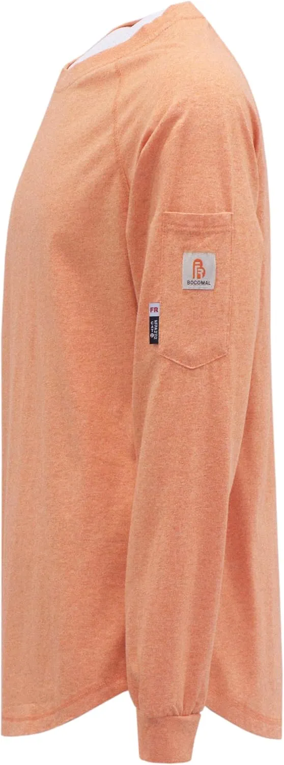 BOCOMAL FR Shirts Heather Series 6oz Flame Resistant T Shirt NFPA2112 CAT2 Fire Retardant Crew Work Shirt