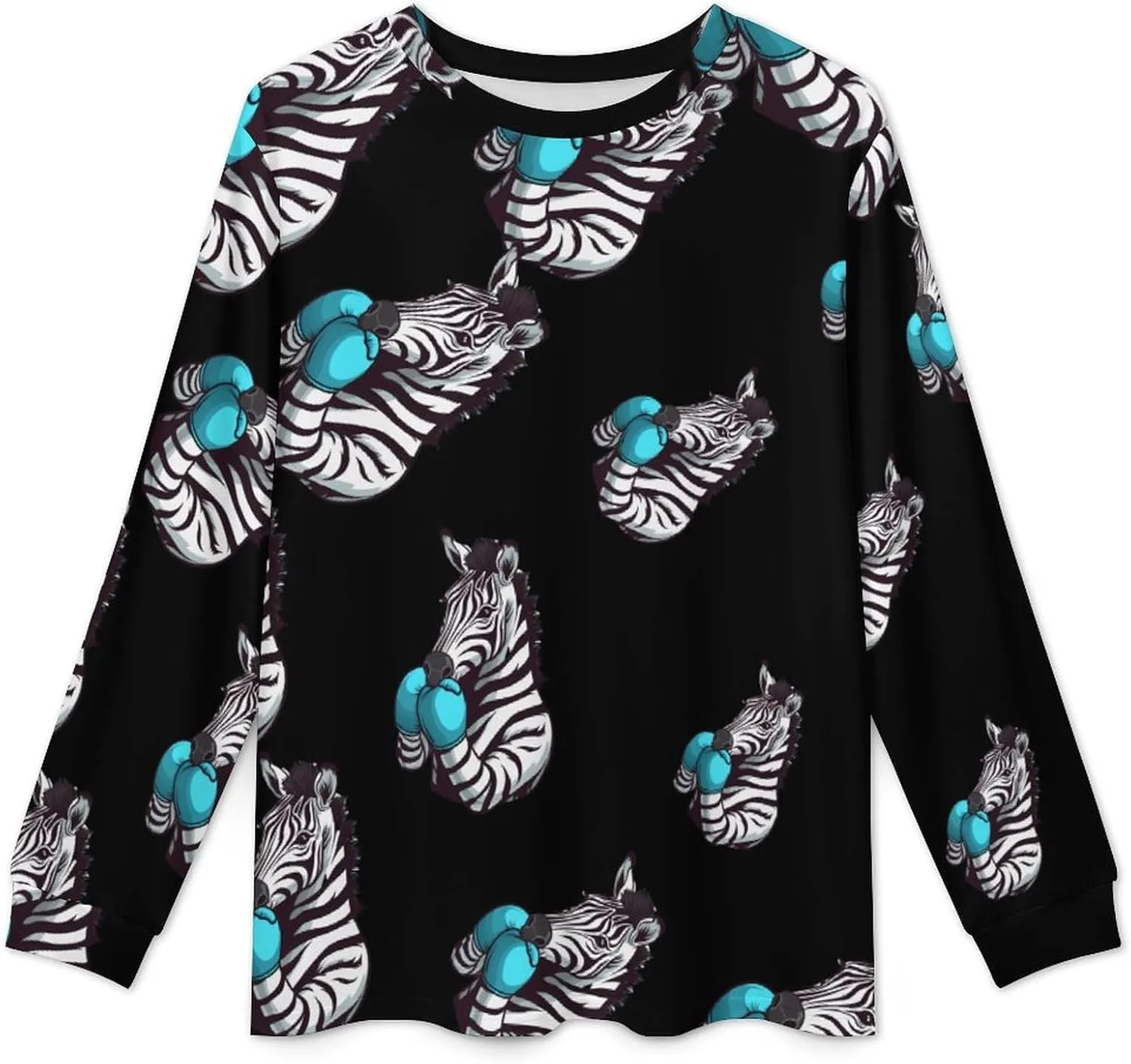 Boxing Zebra Men's Pajamas Sets Round Neck Long Sleeve Shirts And Bottoms 2 Piece Pjs Loungewear