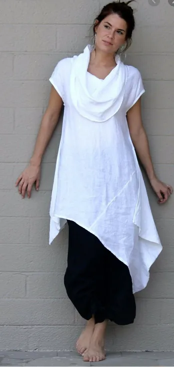 BRYN WALKER LINEN NOA TUNIC- white