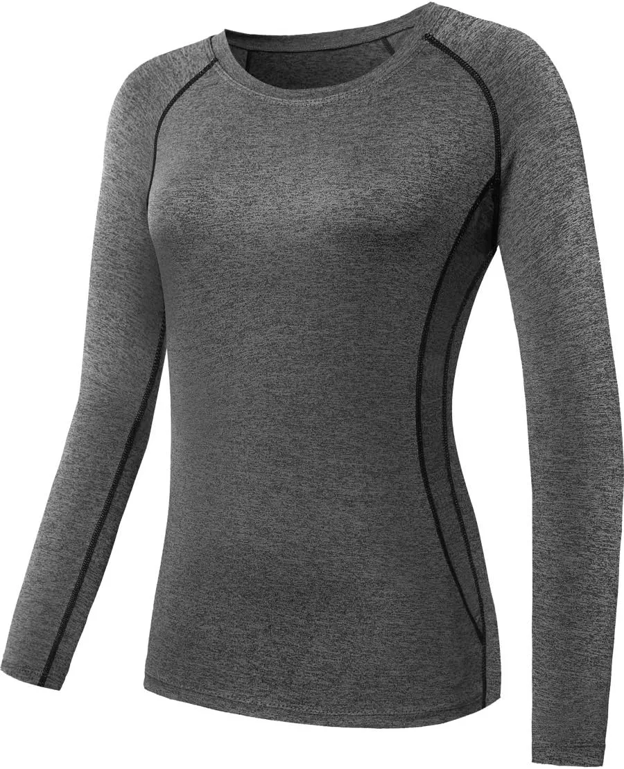 CADMUS 1 or 3 Pack Workout Long Sleeve Shirts for Women Dry Fit Compression Running Top