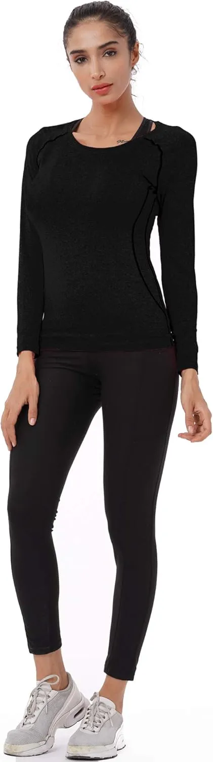 CADMUS 1 or 3 Pack Workout Long Sleeve Shirts for Women Dry Fit Compression Running Top