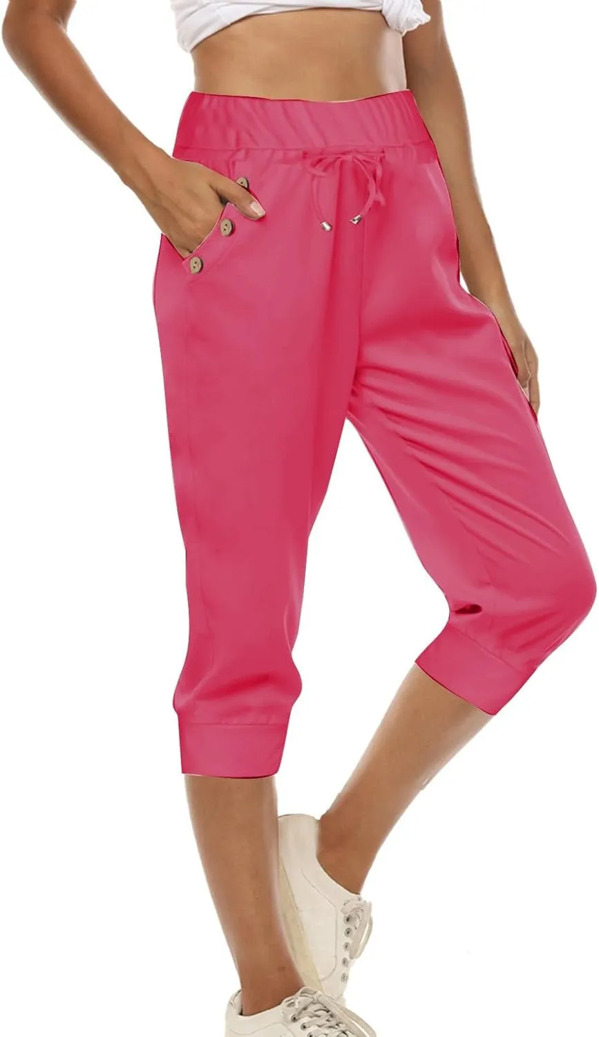Capri Pants for Women Plus Size Capris Sweatpants for Women Summer Lightweight Stretchy Capri Joggers with Pockets