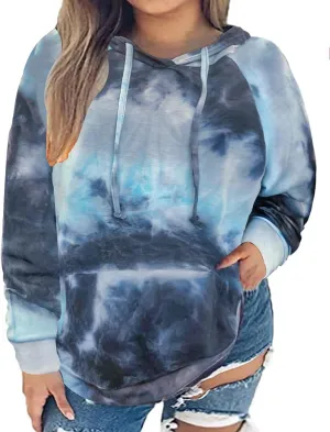 CARCOS Plus Size Hoodies for Women Long Sleeve Pullover Shirts Drawstring Tops XL-5XL