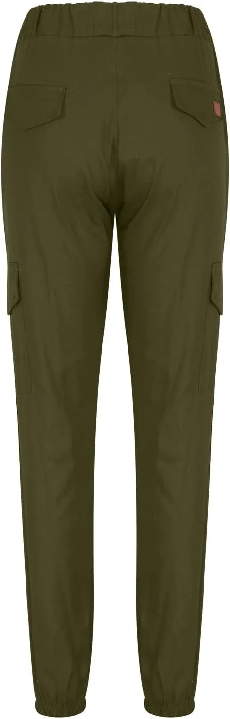 Cargo Pants for Men Regular Fit Drawstring Slacks Tapered Cotton Elastic Waist Multi Pockets Solid Sweatpants