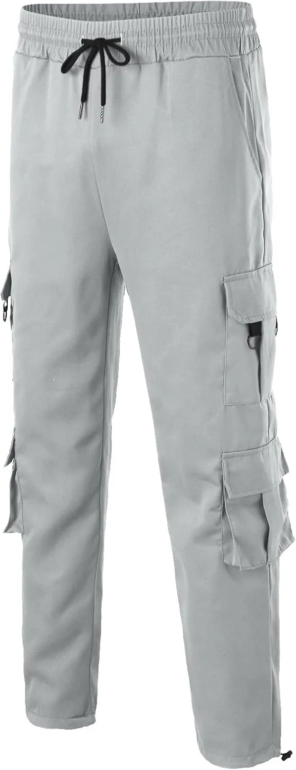 Cargo Trousers for Men Heavyweight Fleece Cargo Sweatpants Elastic Waist Joggers Baggy Drawstring Sweat Pants with