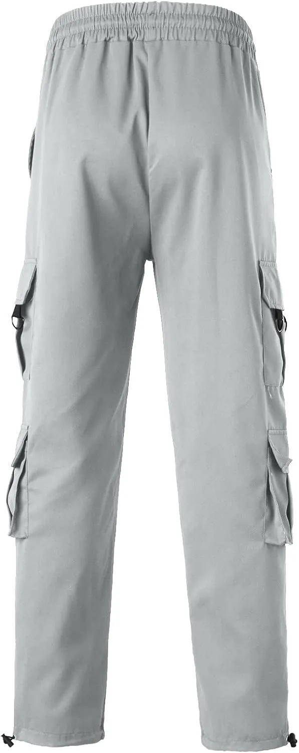 Cargo Trousers for Men Heavyweight Fleece Cargo Sweatpants Elastic Waist Joggers Baggy Drawstring Sweat Pants with
