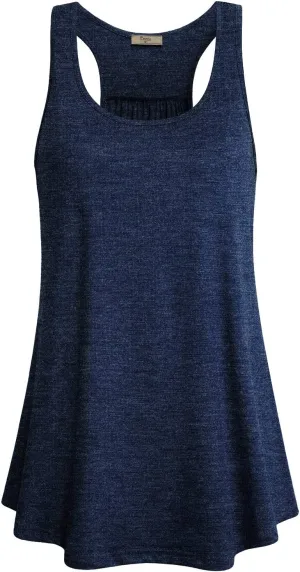 Cestyle Womens Sleeveless Scoop Neck Flowy Loose Fit Workout Shirts Racerback Long Tank Tops