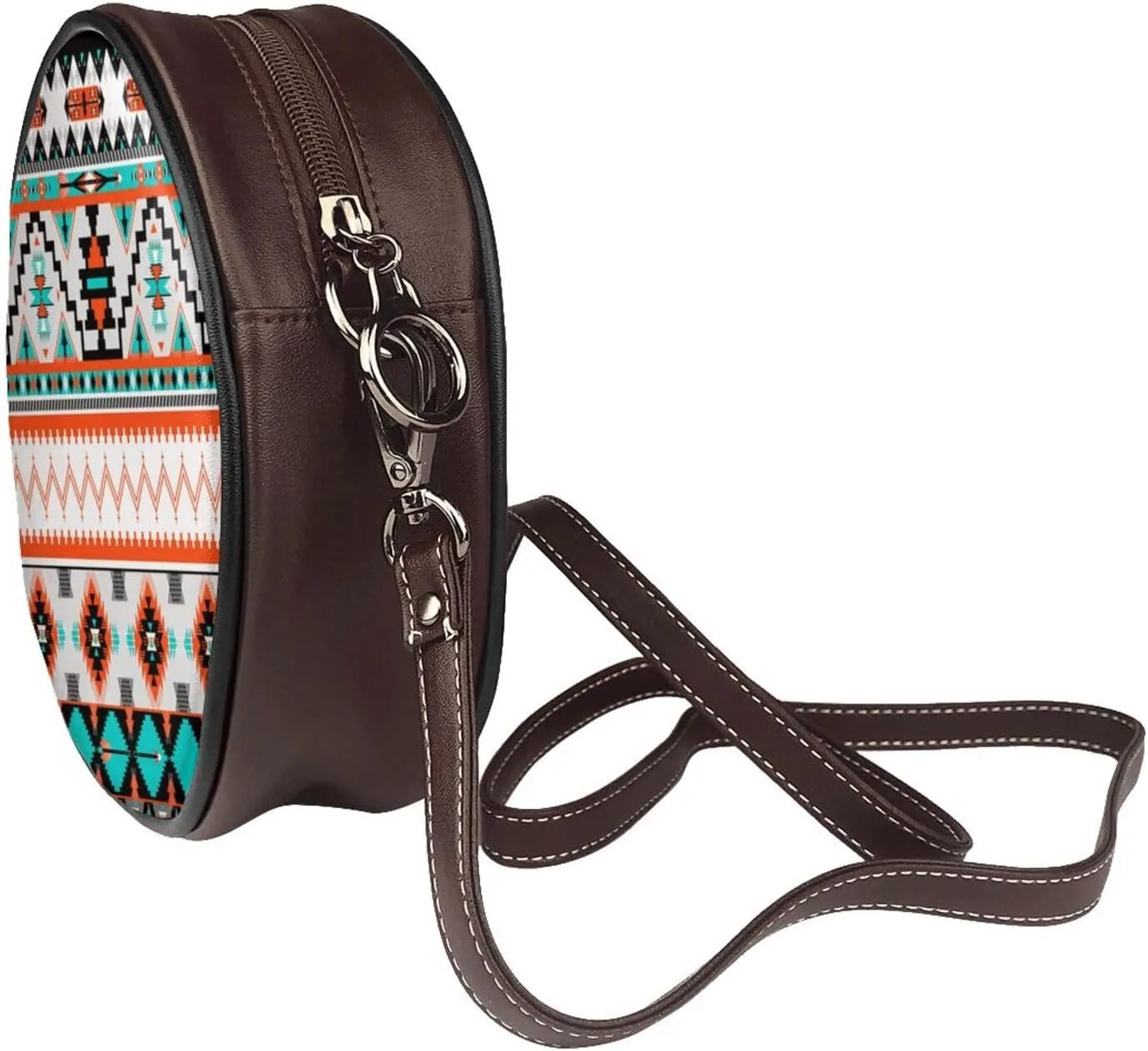 Circle Crossbody Bag for Women Circle Purse with Zipper Adjustable Shoulder Straps