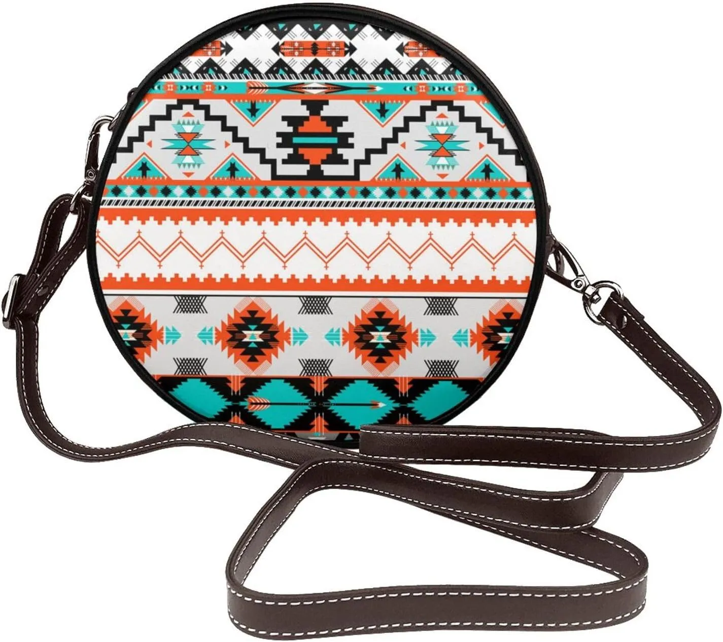 Circle Crossbody Bag for Women Circle Purse with Zipper Adjustable Shoulder Straps