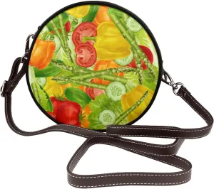 Circle Crossbody Bag for Women Circle Purse with Zipper Adjustable Shoulder Straps