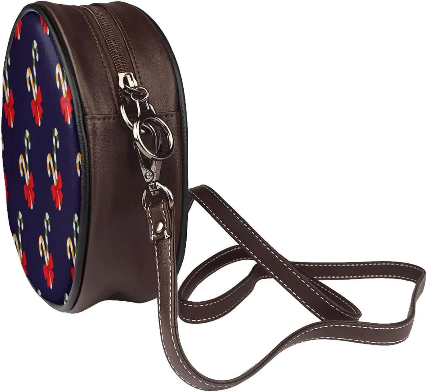 Circle Crossbody Bag for Women Circle Purse with Zipper Adjustable Shoulder Straps
