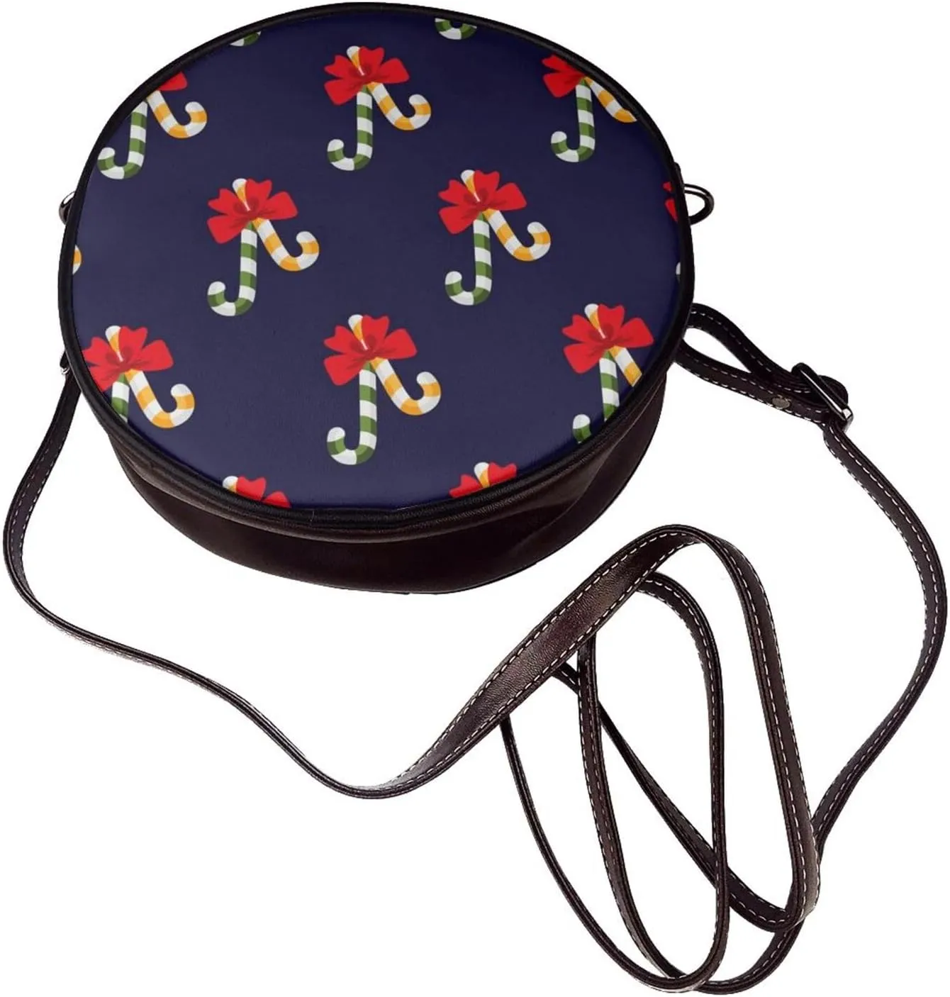 Circle Crossbody Bag for Women Circle Purse with Zipper Adjustable Shoulder Straps