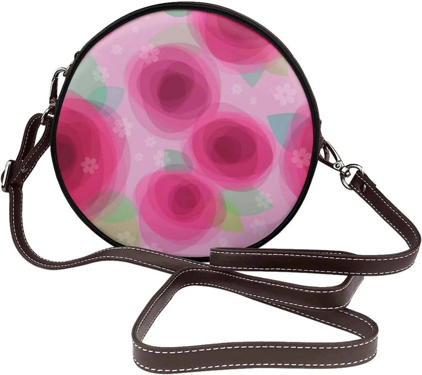 Circle Crossbody Bag for Women Circle Purse with Zipper Adjustable Shoulder Straps