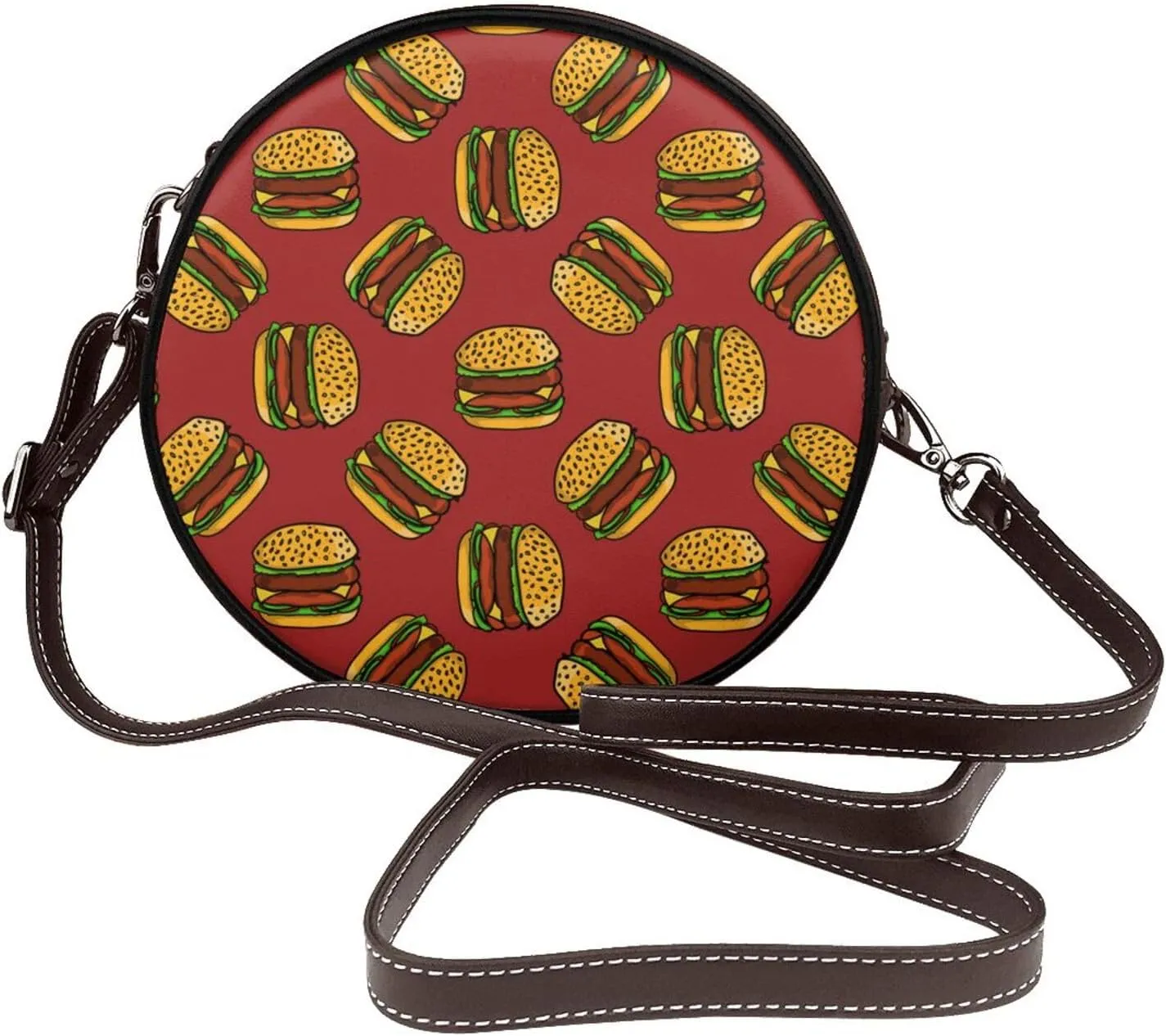 Circle Crossbody Bag for Women Circle Purse with Zipper Adjustable Shoulder Straps