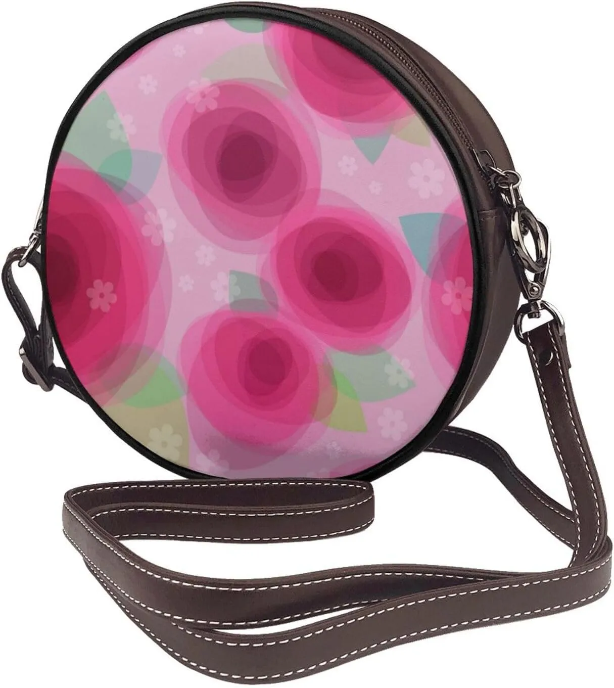 Circle Crossbody Bag for Women Circle Purse with Zipper Adjustable Shoulder Straps