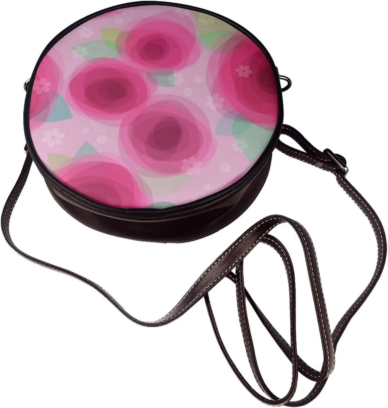 Circle Crossbody Bag for Women Circle Purse with Zipper Adjustable Shoulder Straps