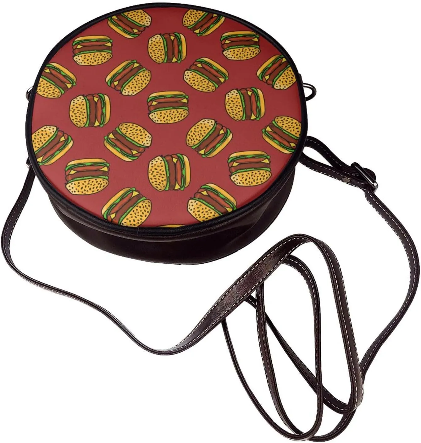 Circle Crossbody Bag for Women Circle Purse with Zipper Adjustable Shoulder Straps