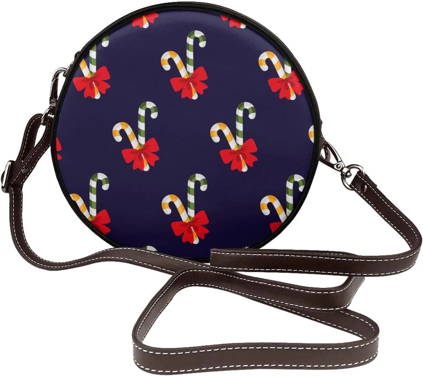 Circle Crossbody Bag for Women Circle Purse with Zipper Adjustable Shoulder Straps