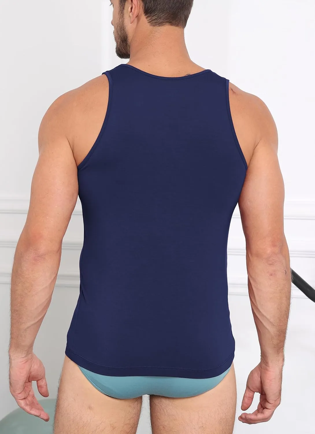 COLORFULLEAF Men's Bamboo Rayon Undershirts Tank Tops Men Crew Neck Stretchy Tank Shirts Pack(1 or 3)