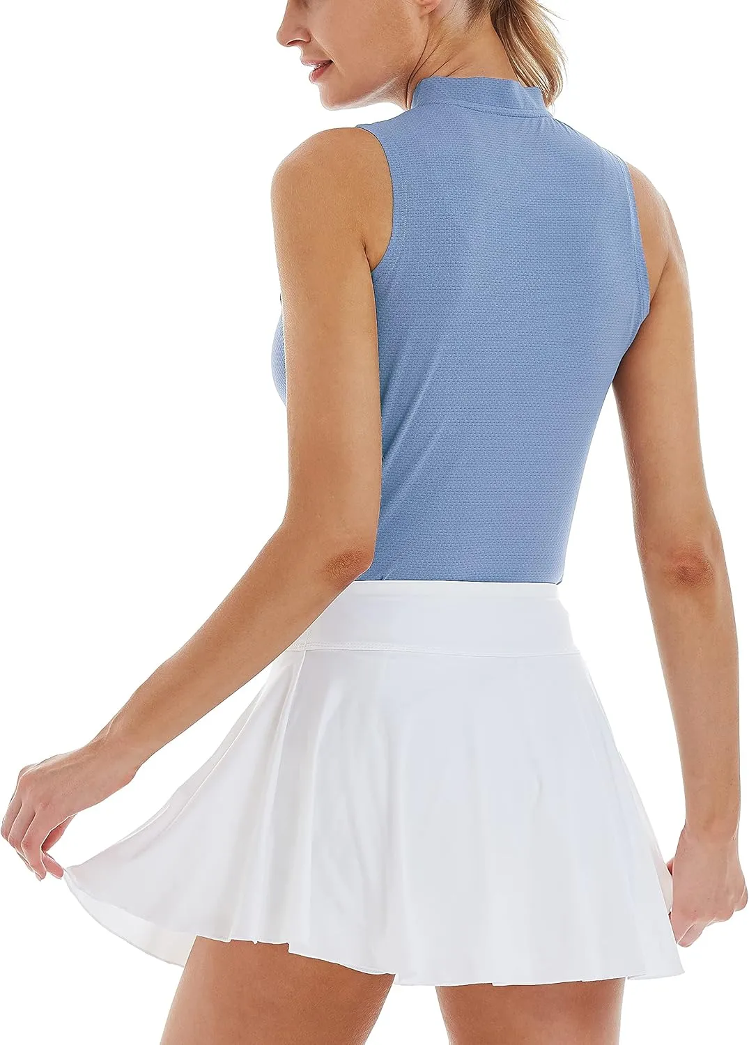 CQC Women's Golf Tennis Sleeveless Polo Shirts Quick Dry Athletic Tank Tops UPF 50 