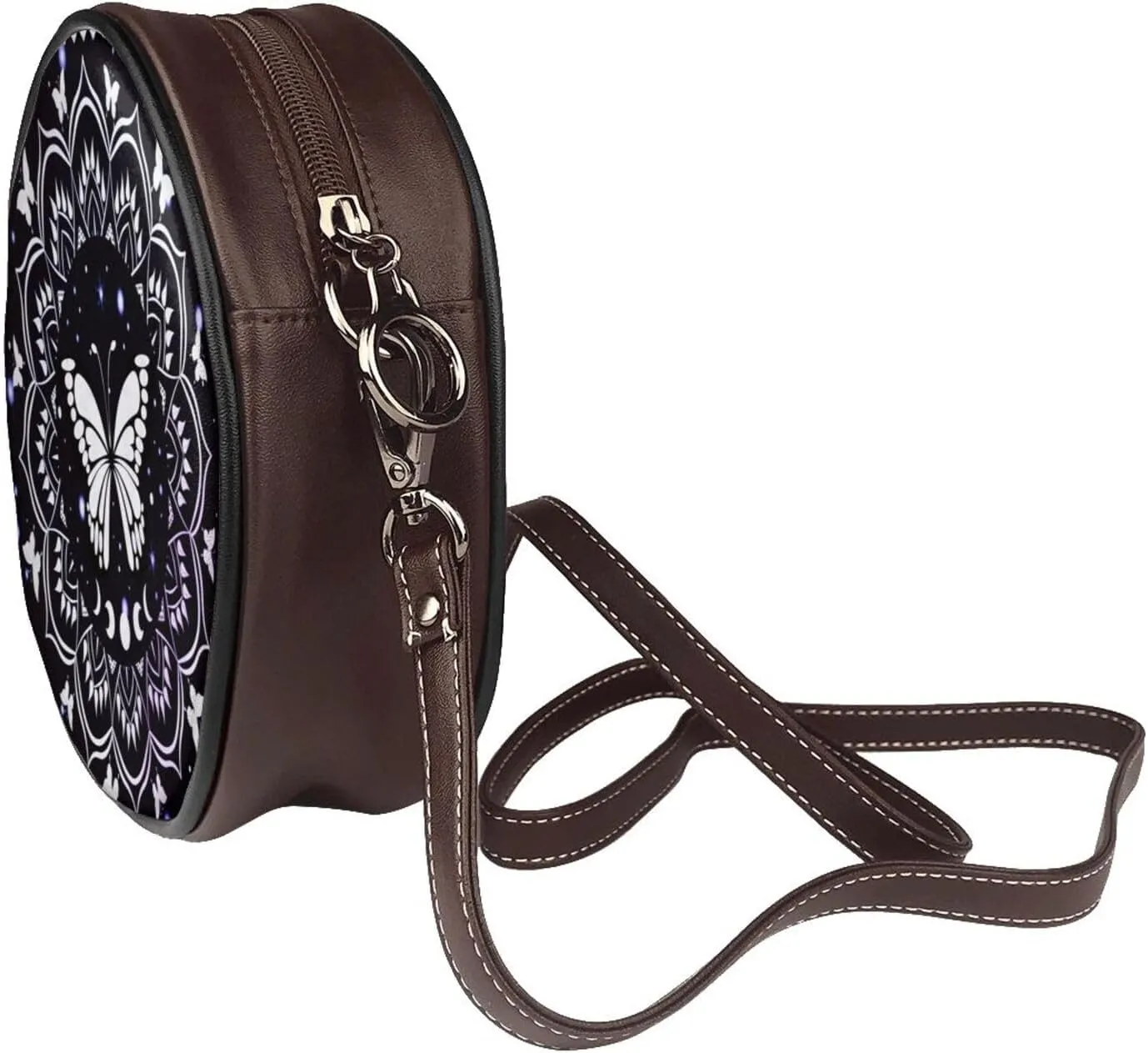 Crossbody Bags for Women, Round PU Leather Purses Crossbody Handbag Purse with Adjustable Strap