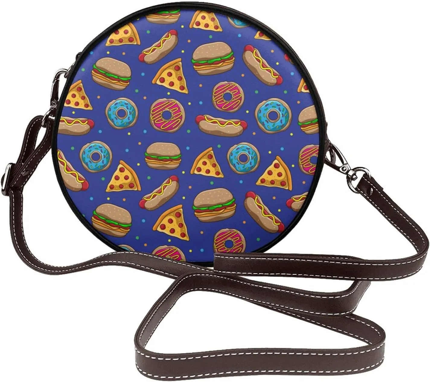 Crossbody Purse for Women, PU Leather Round Crossbody Bag, Mini Purses Handbags with Strap Zipper
