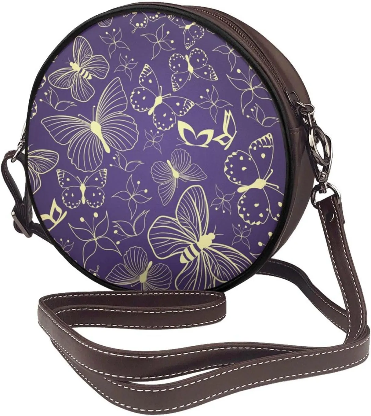 Crossbody Purse for Women, PU Leather Round Crossbody Bag, Mini Purses Handbags with Strap Zipper