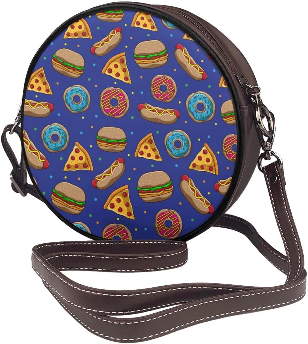 Crossbody Purse for Women, PU Leather Round Crossbody Bag, Mini Purses Handbags with Strap Zipper