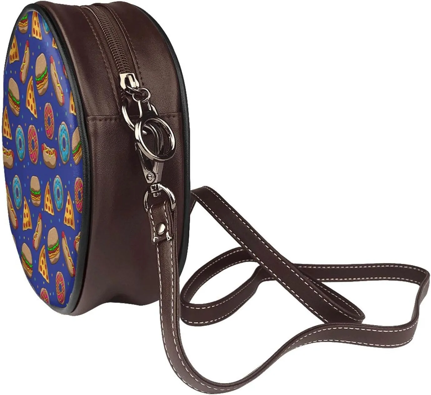 Crossbody Purse for Women, PU Leather Round Crossbody Bag, Mini Purses Handbags with Strap Zipper