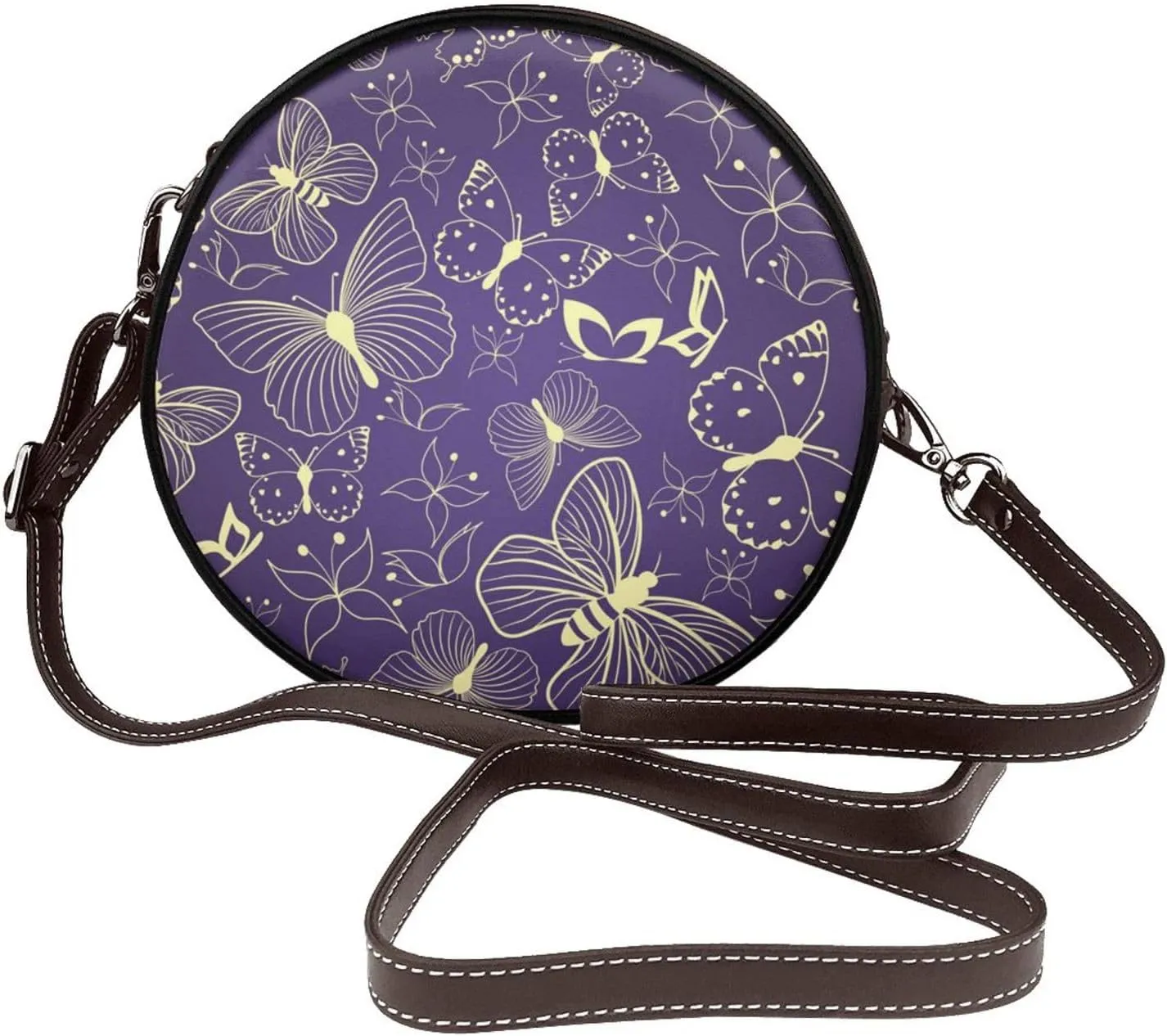 Crossbody Purse for Women, PU Leather Round Crossbody Bag, Mini Purses Handbags with Strap Zipper