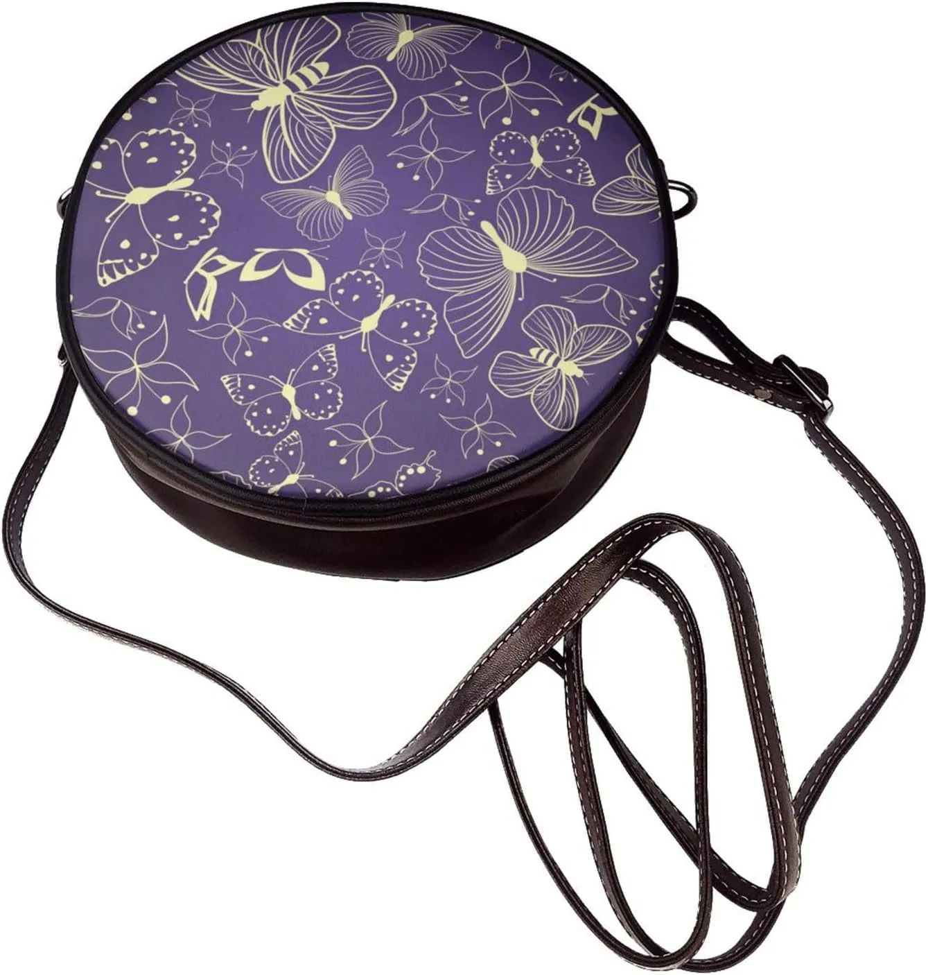 Crossbody Purse for Women, PU Leather Round Crossbody Bag, Mini Purses Handbags with Strap Zipper