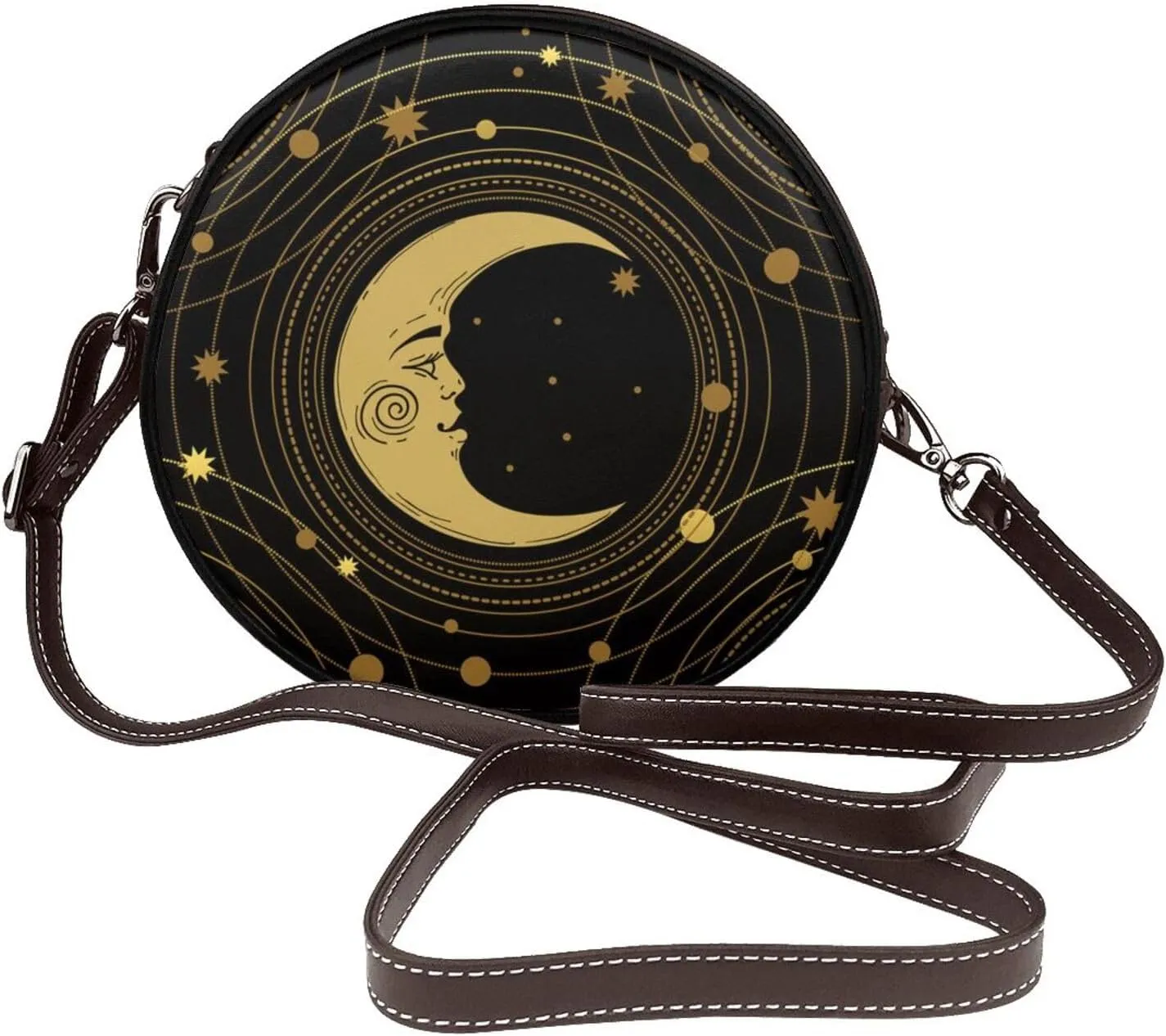 Crossbody Purse for Women, PU Leather Round Crossbody Bag, Mini Purses Handbags with Strap Zipper