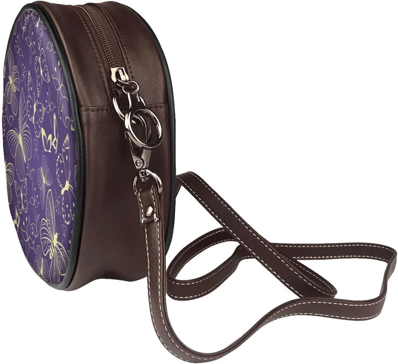 Crossbody Purse for Women, PU Leather Round Crossbody Bag, Mini Purses Handbags with Strap Zipper